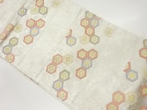 横段に花菱亀甲・紗綾形・菊模様織出し名古屋帯